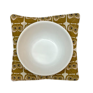 Gold Owls Microwave Bowl Cozy