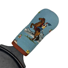 Load image into Gallery viewer, Cowgirl Rides On Cast Iron Handle Mitt