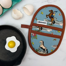 Load image into Gallery viewer, Cowgirl Rides On Mini Pincher Mitt